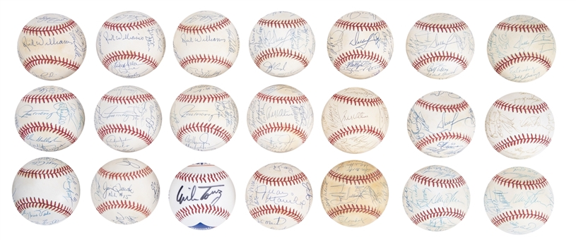 Lot of (21) 1970s-1990s New York Mets Team Signed Baseballs (Beckett PreCert)